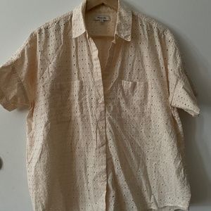 Madewell Eyelet Peach Camp Shirt